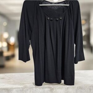 Designer Originals Women 1X Plus Black , Polyester Rayon, Button embellishments.